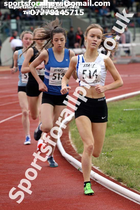 Womens under-17s 1500 metres, North Eastern Track and Fields Champs., Middlesbrough. Photo: David T. Hewitson/Sports for All Pics